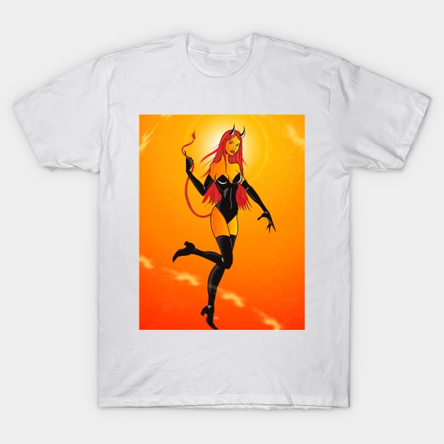 Devil Girl Pin Up T-Shirt by Haroldrod